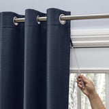 Grasscloth Lined Grommet Panel Navy - Navy